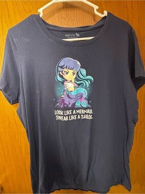 Teeturtle Navy Mermaid “look like a mermaid swear like a sailor” Graphic Tee